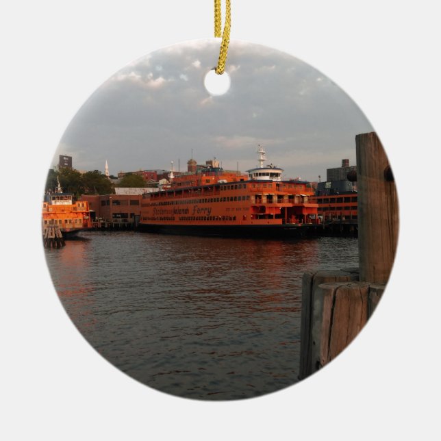Staten Island Sunrise Ceramic Tree Decoration (Front)