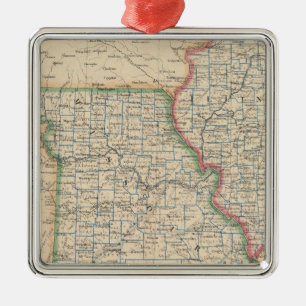 States of Illinois, Missouri, and Arkansas Metal Ornament