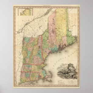 States of Maine, New Hampshire, Vermont Poster