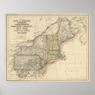 States of Maine, New Hampshire, Vermont Poster