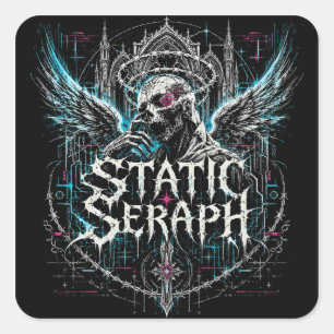 Static Seraph Gothic Cyberpunk Graphic Square Sticker