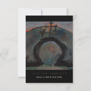 Station Fourteen, Jesus laid in tomb, Prayer Card