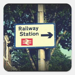 Station Sign Square Sticker