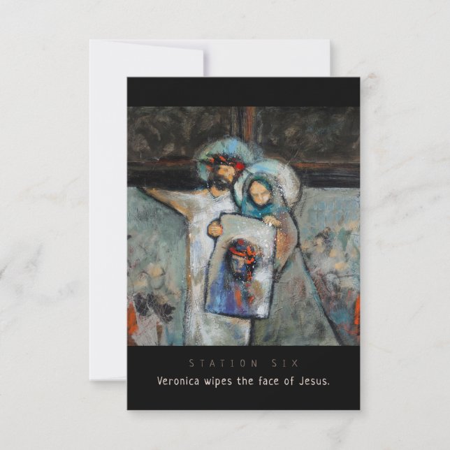 Station Six, Veronica wipes face, Prayer Card (Front)