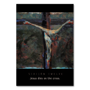 Station Twelve, Jesus dies on cross, Prayer Card