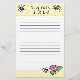 Stationary Busy Bee's To Do List Stationery