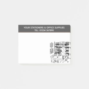 Stationers Office Supplies Cartoon to Personalise Post-it Notes