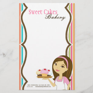 Stationery - Bakery Brunette Baker Cup Cakes Baker
