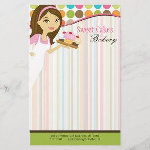 Stationery - Bakery Brunette Baker Cup Cakes Baker