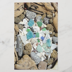 Stationery Beach Combers Blue Sea Glass Fossils