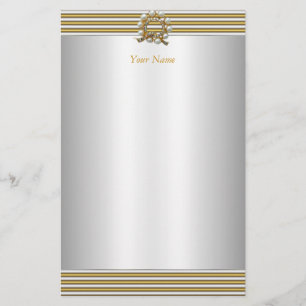 Stationery Elegant Gold Silver White Pearl