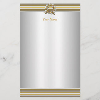 Stationery Elegant Gold Silver White Pearl
