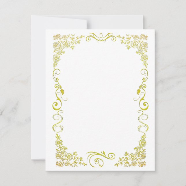 Stationery Floral Gold RSVP Card (Front)