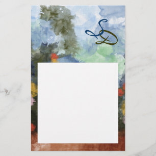 Stationery, Flowered Path Watercolor Monogrammed Stationery