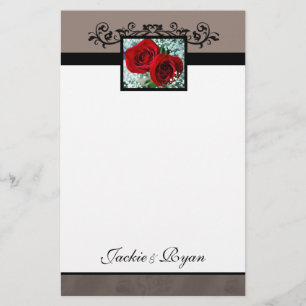 Stationery Formal Red Roses Heart Love