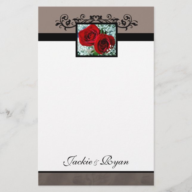 Stationery Formal Red Roses Heart Love (Front)