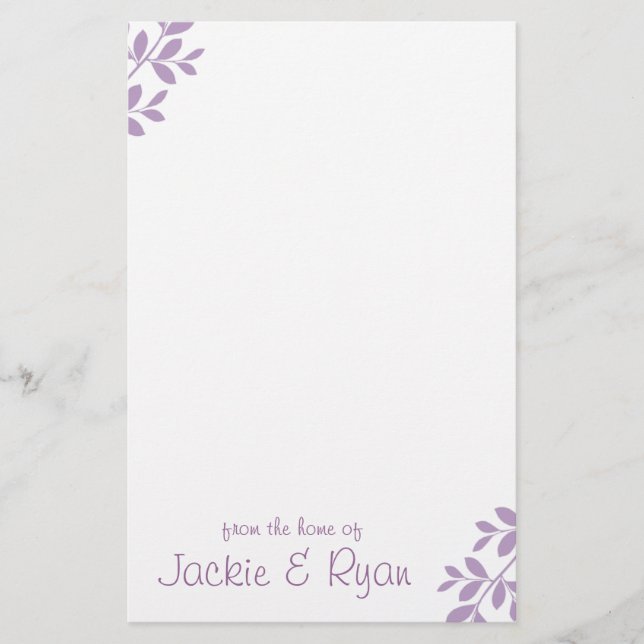 Stationery Leaf Branch Purple Lilac (Front)