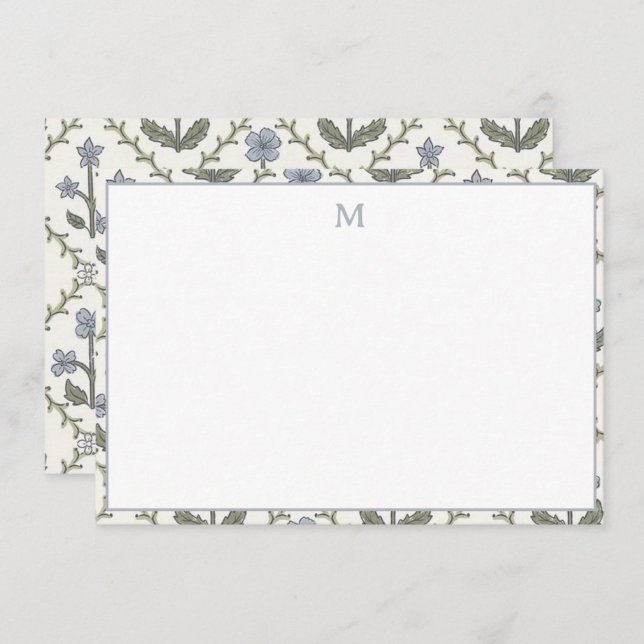 Stationery Note Cards Blue & Green Floral Pattern (Creator Uploaded)