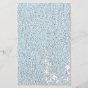 Stationery Old Paper Blue White Floral