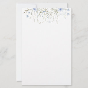 Stationery Paper-Blue Flowers