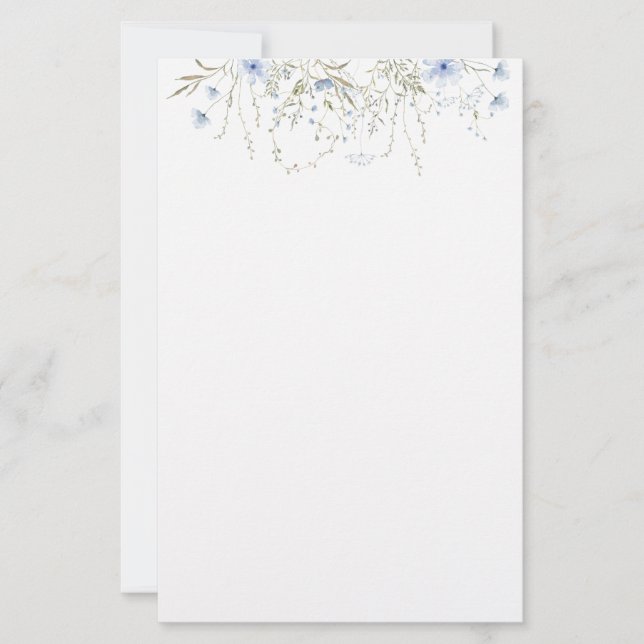 Stationery Paper-Blue Flowers (Front)