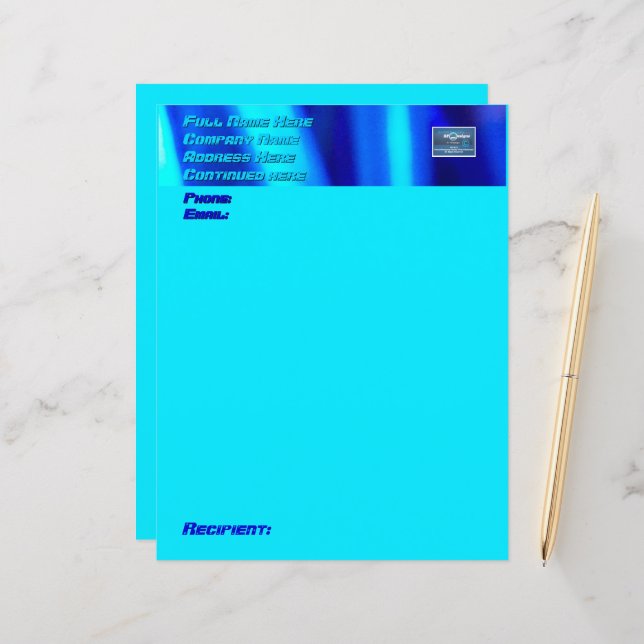 Stationery Paper (Electric Blue) RFPMDesigns©️2024 (Front/Back In Situ)