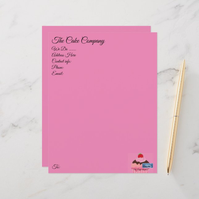 Stationery Paper Pink(Cupcake) RFPMDesigns ©️2024 (Front/Back In Situ)