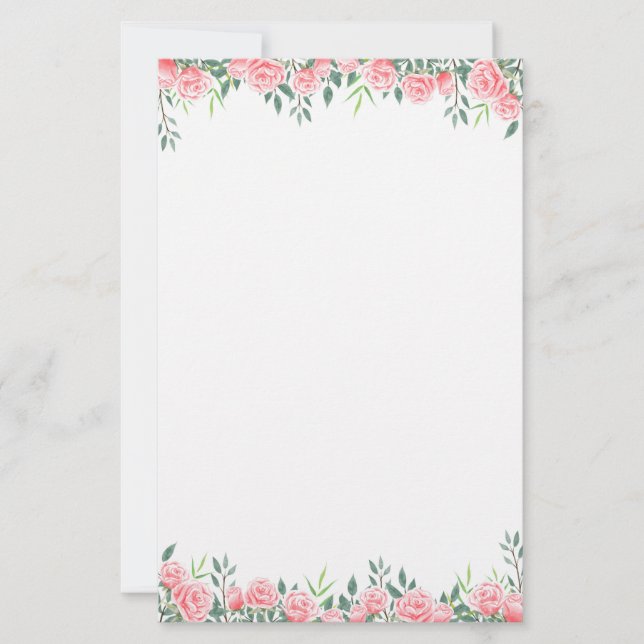 Stationery Paper-Pink Roses (Front)
