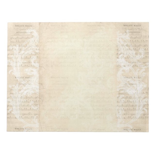 Stationery Paper Vintage Music Sheet Cream Blush Notepad (Front)