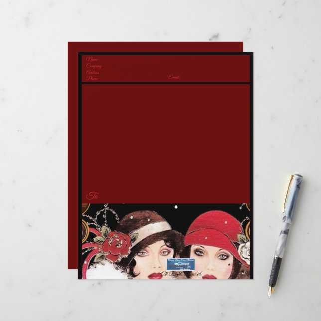 Stationery Paper (Winter Red B) RFPMDesigns ©️2024 (Front/Back In Situ)