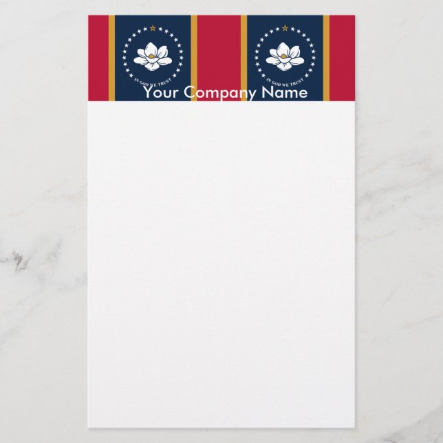 Stationery with Flag of Mississippi State, USA (Front)