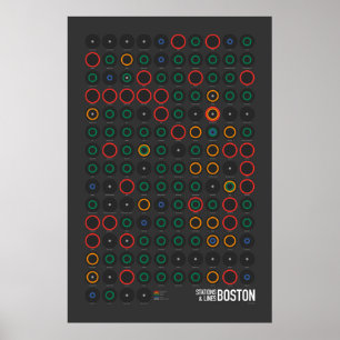 Stations & Lines: Boston (Dark) Poster