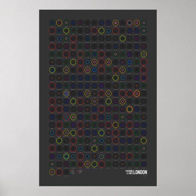 Stations & Lines: London (Dark) Poster (Front)