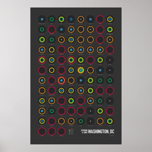 Stations & Lines: Washington, DC (Dark) Poster (Front)