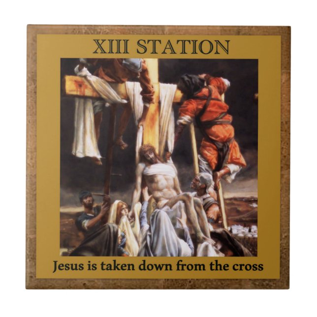 Stations of the Cross #13 of 15 Jesus taken down Tile (Front)