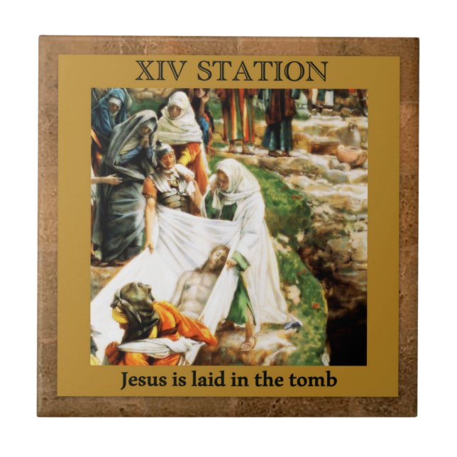 Stations of the Cross #14 of 15 Jesus in the tomb Ceramic Tile (Front)