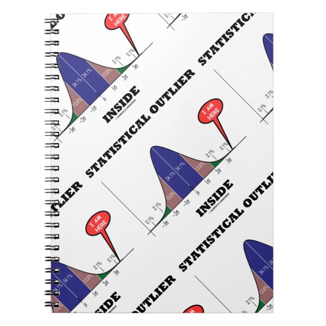 Statistical Outlier Inside Bell Curve Humour Notebook (Front)