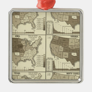 Statistical United States lithographed maps Metal Tree Decoration