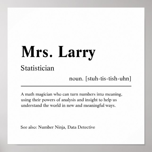 Statistician Personalised Gift Poster (Front)