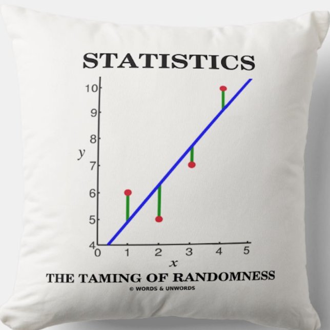 Statistics The Taming Of Randomness Stats Humour Cushion (Stats throw pillow for anyone who knows that statistics is the taming of randomness)