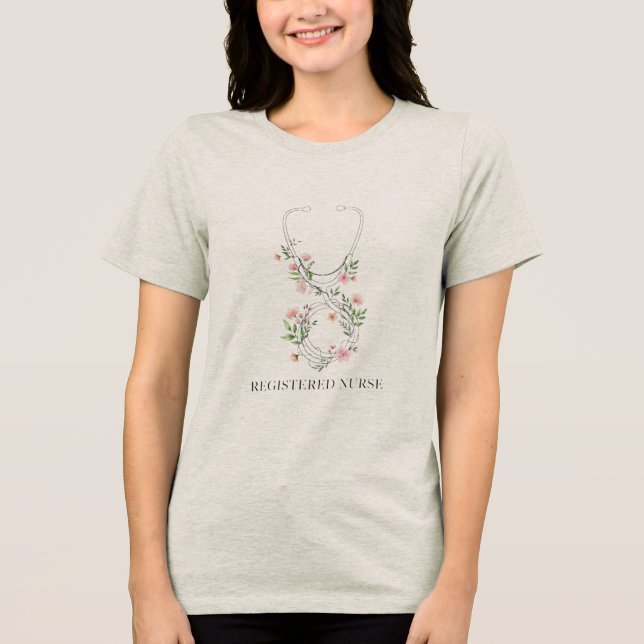 Statoscope with flowers registered nurse design Tri-Blend shirt (Front)