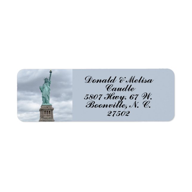 STATUE 0F LIBERTY RETURN ADDRESS LABEL (Front)