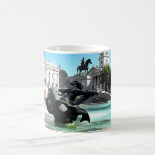 Statue and fountain in Trafalgar Square Coffee Mug