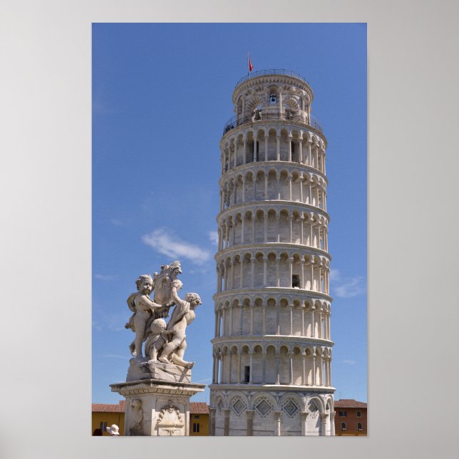 Statue and leaning Tower of Pisa Poster (Front)