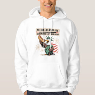 Statue Eagle Hot Dog 4th of July Funny Art Hoodie