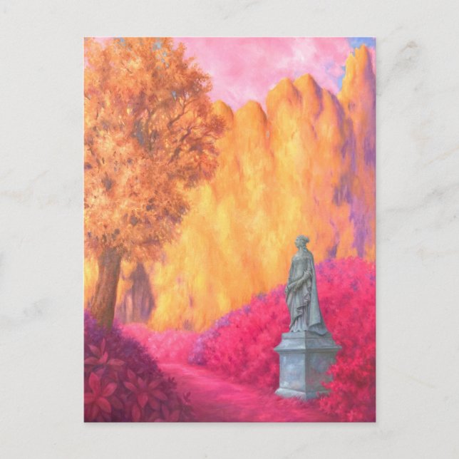 "Statue in a Garden." Postcard (Front)