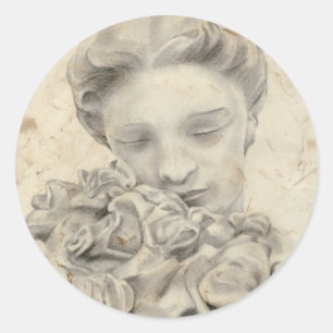 Statue in the Garden I Classic Round Sticker