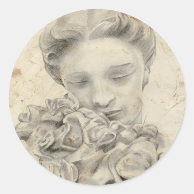 Statue in the Garden I Classic Round Sticker (Front)