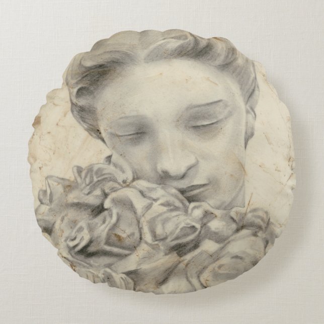 Statue in the Garden I Round Cushion (Front)