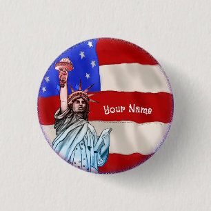 Statue Liberty  3 Cm Round Badge